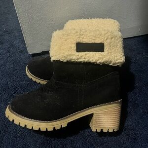 Women's Black and Cream Ankle Boots